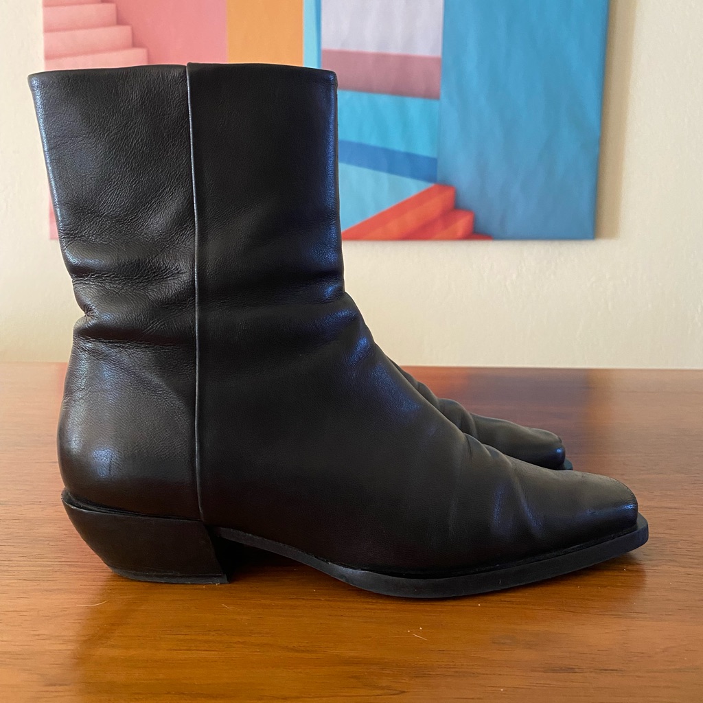 Massimo Dutti Black Leather Ankle Boots